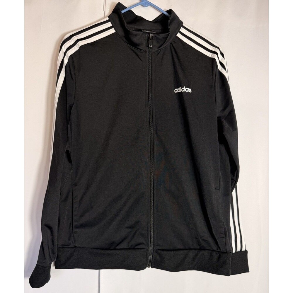 adidas Womens Essentials 3-Stripes Track Jacket Black White Size XL Full Zip